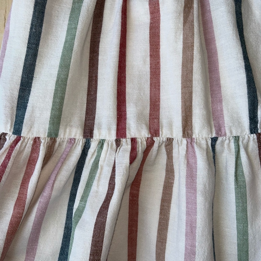 American Eagle Outfitters Cotton Linen Rainbow Striped Halter Tie Dress Large - Picture 8 of 16